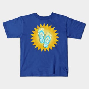 Sunny Beach Day Flip-Flops Kids T-Shirt